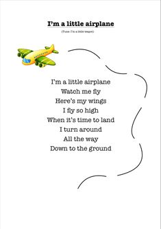 an airplane poem with the words i'm a little airplane