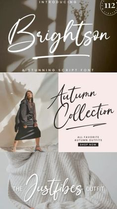 the autumn collection is available for purchase from brightson, featuring an image of a woman in