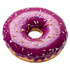 a purple donut with white sprinkles on it