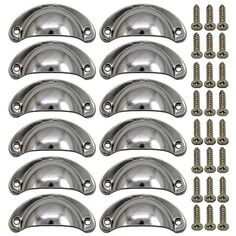 set of 10 chrome door handle covers with screws