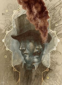 an artistic painting of a man wearing a top hat