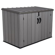 an outdoor storage box with two doors