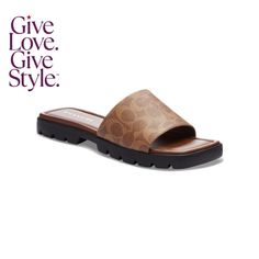 in stock Luxury Coach Sandals For Spring, Coach Luxury Open Toe Sandals, Luxury Open Toe Coach Sandals, Luxury Coach Sandals With Round Toe, Coach Brown Flat Sandals, Coach Open Toe Sandals With Cushioned Footbed, Chic Coach Sandals With Cushioned Footbed, Chic Coach Sandals, Coach Brown Open Toe Sandals