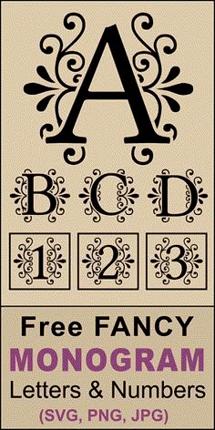 the free fancy monogram letters and numbers svg file