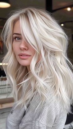 Platinum Blonde Hair Cool Skin Tone, White Blonde Hair Brown Eyes, Edgy Blonde Balayage, Peekaboo Hair For Blondes, Neutral Platinum Blonde, Current Blonde Hair Trends, Blonde And Brown Dimensional Hair, Pretty Blonde Hair Colors, Best Blonde For Green Eyes