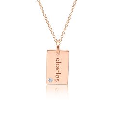 This feminine take on the American classic is a customer fave for good reason. It's the perfect mix of cool and pretty. And the beautiful part is that you can keep adding tags to your necklace. available in 14k yellow gold, 14k rose gold and 14k white gold mini dog tag is 5/8″ L x 1/3″ W and is approx. 1.96 grams, not including chain 2mm birthstone set to bottom right of text on each tag hangs on 14k gold diamond cut chain  front text available in lowercase for names and dates (8 characters max) front text available in uppercase font for initials and monogram (3 characters max) back text available in lowercase font only (8 characters max). Please note:  a small hole where the stone is set is visible on the back if you would like to add a paw print to your personalization, please include (p Tiny Tags, Mini Dog, Mini Dogs, Gold Monogram, American Classic, Close To My Heart, Dog Tag, Personalized Necklace, Tag Necklace