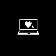 a laptop computer with a heart on the screen and arrow pointing to it's left side