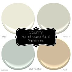 four different colors of paint with the words country farmhouse house paint palette 4 on it