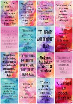 many different types of quotes on watercolor paper with the words to be infinnty and