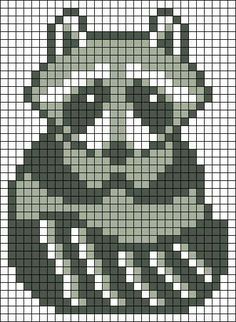 a cross stitch panda bear in grey and white