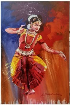 Bharatanatyam Art, Indian Folk Art Painting, Competition Drawing, Indian Dances, Dance Painting, Dancer Painting, Indian Art Gallery