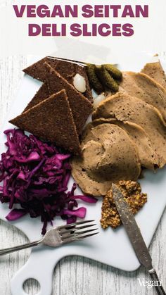 Vegan Seitan Deli Slices with red cabbage, rye bread and mustard Seitan Deli Meat, Seitan Deli Slices, Deli Platters, Sandwich Fillers, Vegan Sandwiches, Vegan Steak, Vital Wheat Gluten