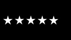 five white stars on a black background