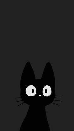 a black cat with big eyes sitting in the dark