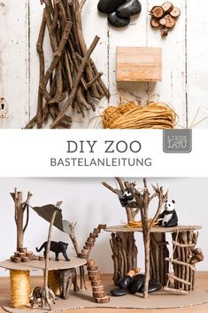 the cover of diy zoo bastellielnleiung with various items on display