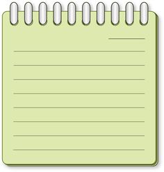 a green notepad with lined lines on it