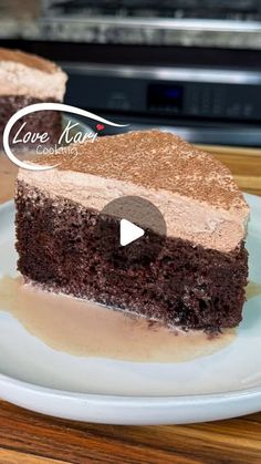 two pieces of chocolate cake on a white plate