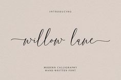 the word willow lane written in cursive handwriting