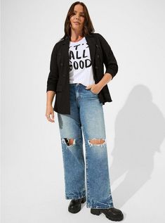 Perfect Wide Leg Vintage Stretch Mid-Rise JeanPerfect Wide Leg Vintage Stretch Mid-Rise Jean, PIECE OF CAKE Wide Leg Jeans Outfit, Flattering Outfits, Flattering Jeans, Comfy Jeans, Stylish Clothes, Best Jeans, Feel Pretty, Jeans Outfit, Clothing Inspiration