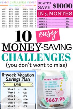 the money saving challenge with text overlay