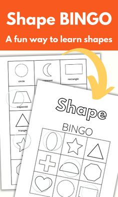 the shape and shapes worksheet is shown with text that reads shape bingo, a fun way to learn shapes