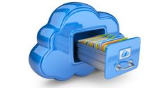 a blue cloud shaped storage container with files in it's compartment and the door open