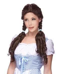 Dorothy | by Sepia Costume Wigs in Brown, Synthetic Hair Women's Wigs | Best Wig Outlet Clown Wig, Wig Outlet, Best Wig Outlet, Ponytail Wig, Curly Ponytail, Women's Wigs, The Wizard Of Oz, Wig Making, Full Wigs