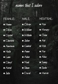 #names #femalenames # malenames #neutralnames Goth Name Ideas, Name Ideas For Ocs, Grunge Names Ideas, Male Names Ideas, Hero Names Ideas, Dark Names For Boys, Punk Names, Grunge Names, Ghost Names