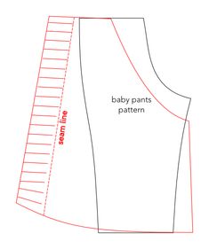 the front and back view of a baby pants pattern, with measurements for each side