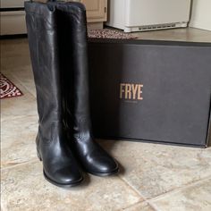 Reposhing This Item I Purchased From @Audreym422. Loved It, But Too Small For My Calves. Questions? Leave A Comment Below! Black Boots No Heel, Fry Boots, Frye Boots Outfit, Womens Frye Boots, Frye Campus Boots, Black Frye Boots, Black Tall Boots, Frye Biker Boots, Leather Black Boots