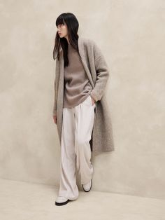 Nana Oversized Coatigan | Banana Republic Coatigan Outfit, Stylish Gym Outfits, Wool Turtleneck, Banana Republic Sweater, Banana Republic Women, Women Blouses, Shawl Collar, Relaxed Style, Long Coat