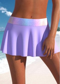 Color:Light Purple;Size:S;Size:M;Package Contents:1 X Swim Skirt; Summer Flared Skirt With Wide Waistband, Fitted Skirt For Vacation, High Waist Skirt With Wide Waistband For Summer, High-waist Skirt With Wide Waistband For Summer, Summer Party Hip-length Skirt, Hip-length Summer Party Skirt, Lined Swim Skirt For Spring, Spring Skirted Swim Skirt With Lining, Casual Summer Mini Skirt, Hip-length