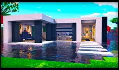 Minecraft Building On Water, Minecraft House Over Water, Minecraft Houses Water, Modern House Design Minecraft, Minecraft Houses On Water, Minecraft Water House, House Ideas For Minecraft, Minecraft Hus, Minecraft Modern House Designs