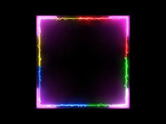 an image of a square with neon lights in the middle on a black background that appears to be made out of paper