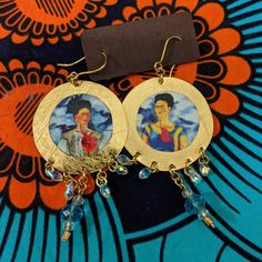 These Are Handmade Frida Kahlo Earrings From A Boutique Shop In Merida, Yucatan. I Purchased Them In My Recent Travels. For More Information: Https://Www.Facebook.Com/Tejonrojo/ Frida Kahlo Earrings, Wonderland Jewelry, Givenchy Earrings, Purple Day, Betsey Johnson Earrings, Bamboo Earrings, Pumpkin Earrings, Rare Crystal, Statement Drop Earrings