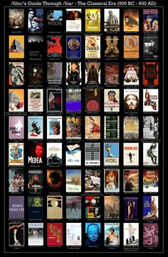 an image of movies that are all in different colors and sizes, including one with the title