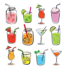 a collection of different kinds of drinks