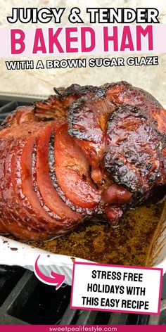 Simplify your holiday cooking with this Easy Holiday Baked Ham recipe! Featuring a succulent ham glazed with a sweet and savory mixture of honey, brown sugar, and spices, this dish is perfect for any festive gathering. The ham is baked to golden perfection, creating a deliciously crispy exterior and tender, juicy interior. Ideal for Christmas, Easter, or any holiday celebration, this recipe is a must-try for a stress-free and delicious meal. Best Ham Glaze Recipe, Honey Baked Ham Copycat, Best Ham Glaze, Baked Spiral Ham, Cooking Spiral Ham, Ham In The Oven, Ham Recipes Baked