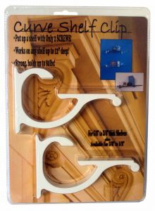 pair of wooden shelf clips in packaging