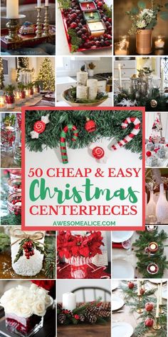 christmas centerpieces are featured in this collage