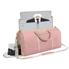 Carry On Garment Bag for Travel, Convertible Garment Duffel Bag with Shoe Compartment, Multifunctional Travel Bags for Women and Men,Q Pink Size: One Size.  Gender: unisex.  Age Group: adult. Garmet Bag, Multifunctional Travel Bag, Bag With Shoe Compartment, Suit Bag, Bag For Travel, Luggage Straps, Travel Bags For Women, Travel Duffle, Duffle Bag Travel