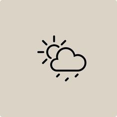 the sun and cloud icon is shown in black on a light gray background, it appears to be raining