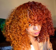 Ginger Roots Black Hair, Half And Half Hair Color Curly, Red And Ginger Hair, Adore Ginger, Orange And Red Hair, Half And Half Hair Color, Half Hairstyles, Ginger Hairstyles, Colorful Afro