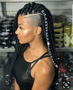 22 Box Braids With Shaved Sides For 2021 | ThriveNaija Braids Shaved Sides, Boxbraids Hairstyle, Box Braids Shaved Sides, Braided Mohawk Hairstyles, Trendy We Fryzurach, Braids With Shaved Sides, Hairstyle Braids, Shaved Side, Shaved Hair Designs