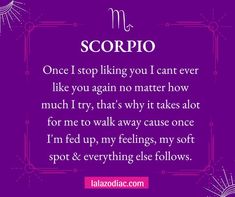 the zodiac sign for scorpio is displayed in front of a purple background with white lettering