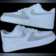 Welcome, Nike Airforce 1’s Low Tops With Luxe Crystal Bling Ticks & Front Design, Made To Last Permanent Design! Colours:Crystal Ab Iridescent Diamond All Colours Available Please See Colour Chart Attached, Brand New In Box Nike Airforce 1’s Low Tops Sizes In Usa Women’s 6 6.5 7 7.5 8 8.5 9 9.5 10 10.5 11 11.5 12 12.5 13 To Order; Can Also Be Made In Black Please See Colour Chart Attached To Change Colour Way Or Add Additional Colours Please Add To Bundle For Any Changes! Comes With Original And Bedazzled Nike Shoes, Sneakers For Homecoming, White Custom Sneakers With Rhinestones For Streetwear, White Custom Rhinestone Sneakers For Streetwear, White Rhinestone Custom Sneakers For Streetwear, White Rhinestones Custom Sneakers For Streetwear, White Rhinestone Sneakers For Streetwear, Wedding Nikes, Glitter Nike Shoes