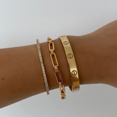 Gold Bracelets, Hand Jewelry, Girly Jewelry, Cartier Love Bracelet, Dream Jewelry