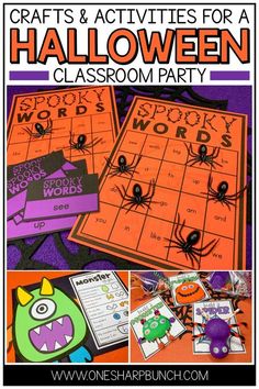 halloween themed classroom party ideas for social distancing with the word words and pictures