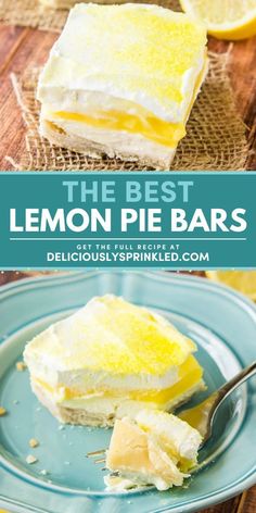 Serve this simple Easter dessert! These are The BEST Lemon Pie Bars you'll ever try. From the pie crust to the cool whip topping, these lemon bars are a delicious and easy Easter recipe! Pin this for later!