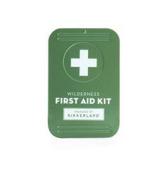 a green first aid kit with a white cross on it